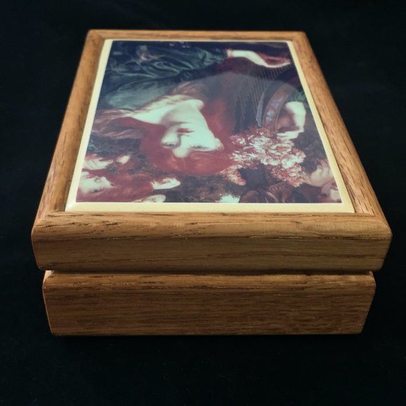 VTG Beautiful Jewelry Box Wood + Tile EX+ Pre Raphaelite Redhead Woman Rossetti - Picture 5 of 9